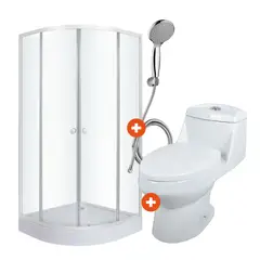 DOER - Combo Cabina de ducha 80x80x192 + WC One peace + Duchador Cromado
