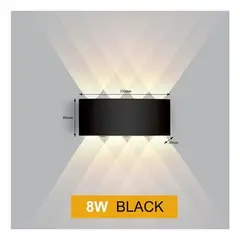 GENERICO - Foco Aplique Exterior Pared 8w Luz Cálida Color Negro Aplique Exteriores Pared 8w Luz Cálida 3500k