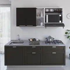 TUHOME - Mueble De Cocina Mural Gina 602x150x40 Cm Blanco Y Wengue