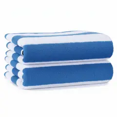 AZ AURAZEUS - Set De 2 Toalla De Playa Algodon 150x75 Cm Xl Viaje Grande Rayada Az Azul