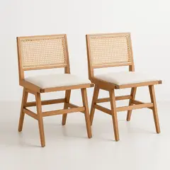KLIK - Pack de 2 Sillas Aura de Rattan con Asiento de Tela - Natural Beige