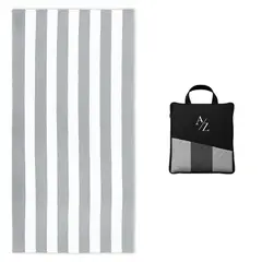 AZ AURAZEUS - Toalla Microfibra Playa + Bolso Viaje 160x90 Cm Xl Gimnasio Grande Az Gris Verano