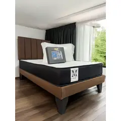 GENERICO - Combo Cama 1.5 Plaza Cafe + Respaldo Maranatha