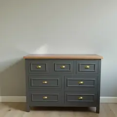 GENERICO - Cómoda de Madera 7 cajones Grafito 90ALTOx40FONDOx120ANCHO