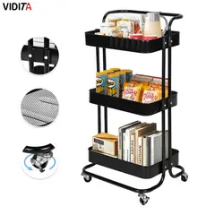 VIDITA - Carro metálico organizador con ruedas multiuso para cocina y hogar