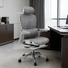 AIZO - Silla Oficina Escritorio lumbar tapizado de mesh ergonómica gris