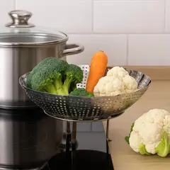 GENERICO - Colador Vaporizador Plegable Metálico 27 Cms