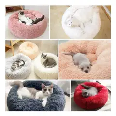 GENERICO - Cama Para Perros Y Gatos Antiestres 60 Cms Peluda Mascota Azul Oscuro