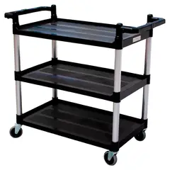 GENERICO - Carro Servicio Multiuso Negro 3 Bandejas 70Kg