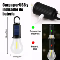 GENERICO - Pack x 2 Lámparas Solares para Camping Portátil