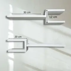 GENERICO - Set 2 repisas tridente 50 cm x 12 cm blancas