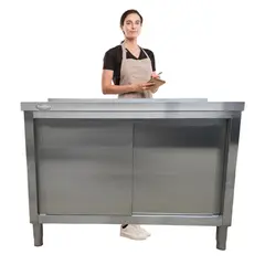 PROCHEF - Mesón Mural Cerrado Acero Inoxidable 120x60x85(+6) cm