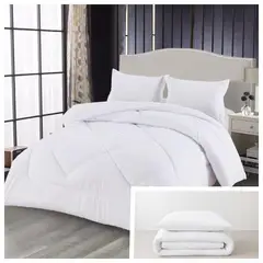 GENERICO - Edredon Nordico Plumon de microfibra con Funda de Almohada 1 plaza Color Blanco