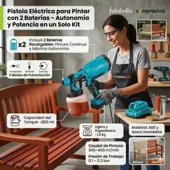 MOVI - Pistola Eléctrica para Pintar con 2 Baterías – Autonomía y Potencia en un Solo Kit