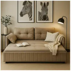 HOMER DESIGN - Sofa Cama 170cm tela tecnica Base De Fierro con Almacenamiento cafe