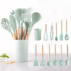COZYNOOK - Set de 12 Utensilios de Cocina de Silicona Menaje Cocina Alta Calidad