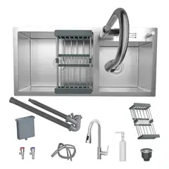 KUANGYE - Set Lavaplatos Empotrado 80x45 Cm Plateado Acero Inoxidable