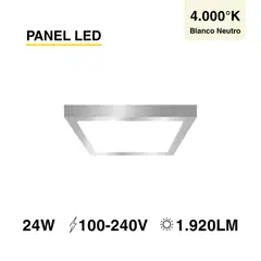 DEMASLED - Panel LED cuadrado niquelado 30x30cm 24W 1920lm Neutro Sobrepuesto
