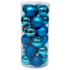 WAKESHOME - 24 Esferas Navideña 8cm Bambalinas Adornos Arbolito Navidad celeste