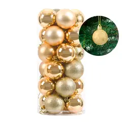 WAKESHOME - 24 Esferas Navideña 8cm Bambalinas Adornos Arbolito Navidad dorado