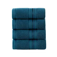 GARSIL - Pack 4 Toallas De Mano Algodon 74x34 Cm de 130gr Azul