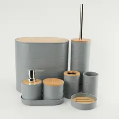 UMEXUS - Set Juego De Baño 8 Piezas Bambú Lavado Y Almacenamiento