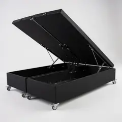 BLOCCARE - Base Cama Baul King Dividida Negro con Ruedas Logo Con refuerzo