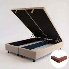 BLOCCARE - Base Cama Baul King Dividida Beige Con Patas de madera 4.5 cm Sin refuerzo