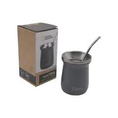 NATIONAL GEOGRAPHIC - Matera Acero Inoxidable con Bombilla 230ml Gris
