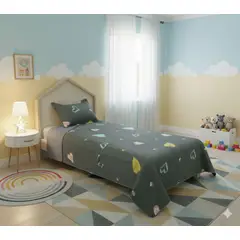 GENERICO - CUBRECAMA ALGODON 1.5 VERDE CORAZON TELA QUILT DN