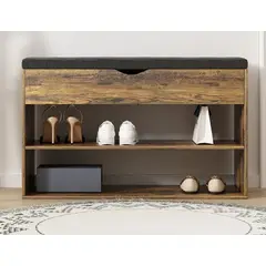 GENERICO - Zapatero Madera Con Asiento 2 Niveles 1 Cajon 80x30x44cm