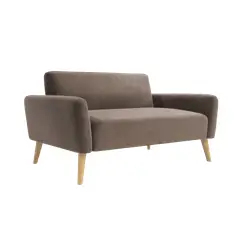 RELAN - Sofá 2 Cuerpos Nemi Tapizado en Terciopelo Café