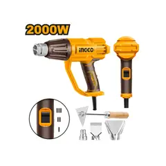 INGCO - Pistola de Calor 2000W 3 Niveles Temperatura 50°/450°/550°C c/Boquillas y Raspador