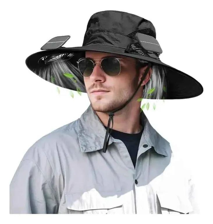 Sombrero Con Ventilador Solar Integrado Para Verano Con Usb L Gris Camuflaje