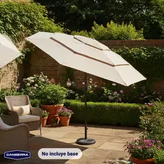 CANBERRA - Quitasol de Terraza Ajustable Sombrilla 3M Beige Kiosclub