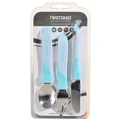 TWISTSHAKE - Pack Cubierto De Acero Inoxidable Niños Celeste