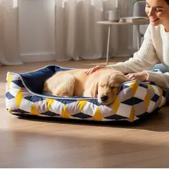 BLOCCARE - Cama Para Mascotas Espuma - Talla S Tricolor AMARILLO