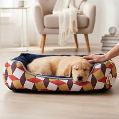 BLOCCARE - Cama Para Mascotas Espuma - Talla L Tricolor CAFE