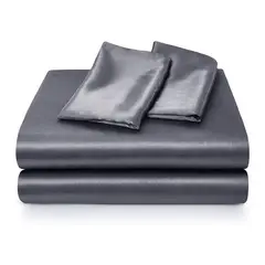 ROSEWOOD - Sabanas Satin Ultra Suaves Juego Completo - Gris - 2 Plazas