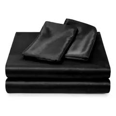 ROSEWOOD - Sabanas Satin Ultra Suaves Juego Completo - Negro - 2 Plazas