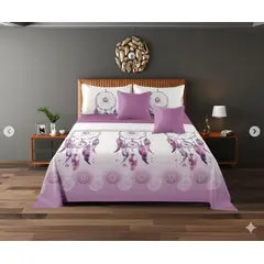 GENERICO - SABANAS DE 1.5 PLAZA COLOR MORADO CON DISEÑOS ATRAPASUEÑOS 3 PIEZAS DIANA