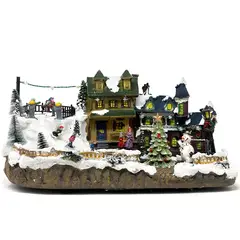 MOVI - VILLA NAVIDEÑA ILUMINADA CON NIEVE FIGURAS Y CASITAS