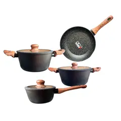 KEEP - BATERIA DE COCINA ANTIADHERENTE GRANITE LINE 7 PCS NEGRO