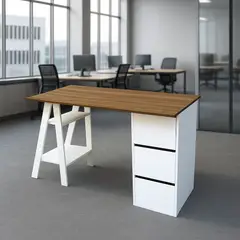 SPACE HOME - Escritorio Minimalista Blanco 120cm Melamina Resistente Blanco