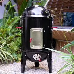 ELEMENT DESIGN - Parrilla a Carbón 3 en 1 Ahumador con 2 Parrillas de Cocción Diámetro 43,5 cm.