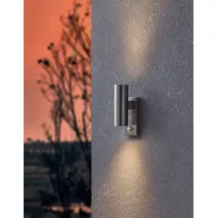 EGLO - Lámpara Apliqué Riga Acero Inoxidable GU10 incluida 2X3W IP44 con sensor Cod32898