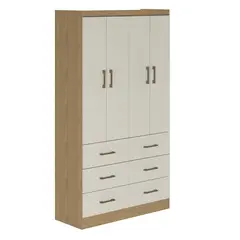 EXIT - Armario Closet 4 Puertas 6 Cajones Blanco 182x100x40 cm