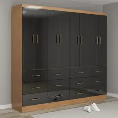 EXIT - Clóset 8 Puerta(s) 12 Cajon(es) 180x200x40 cm Negro