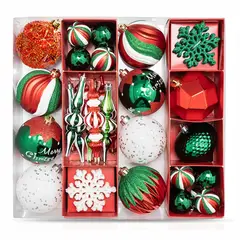 SOHOGAR - Set 50 adornos navideños rojo/verde