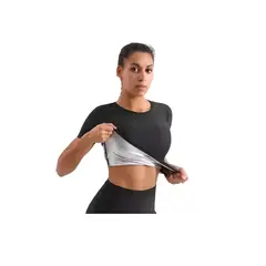 GENERICO - Polera Con Mangas Efecto Sauna Látex Por Dentro Térmica Faja Color Negro Talla Lxl